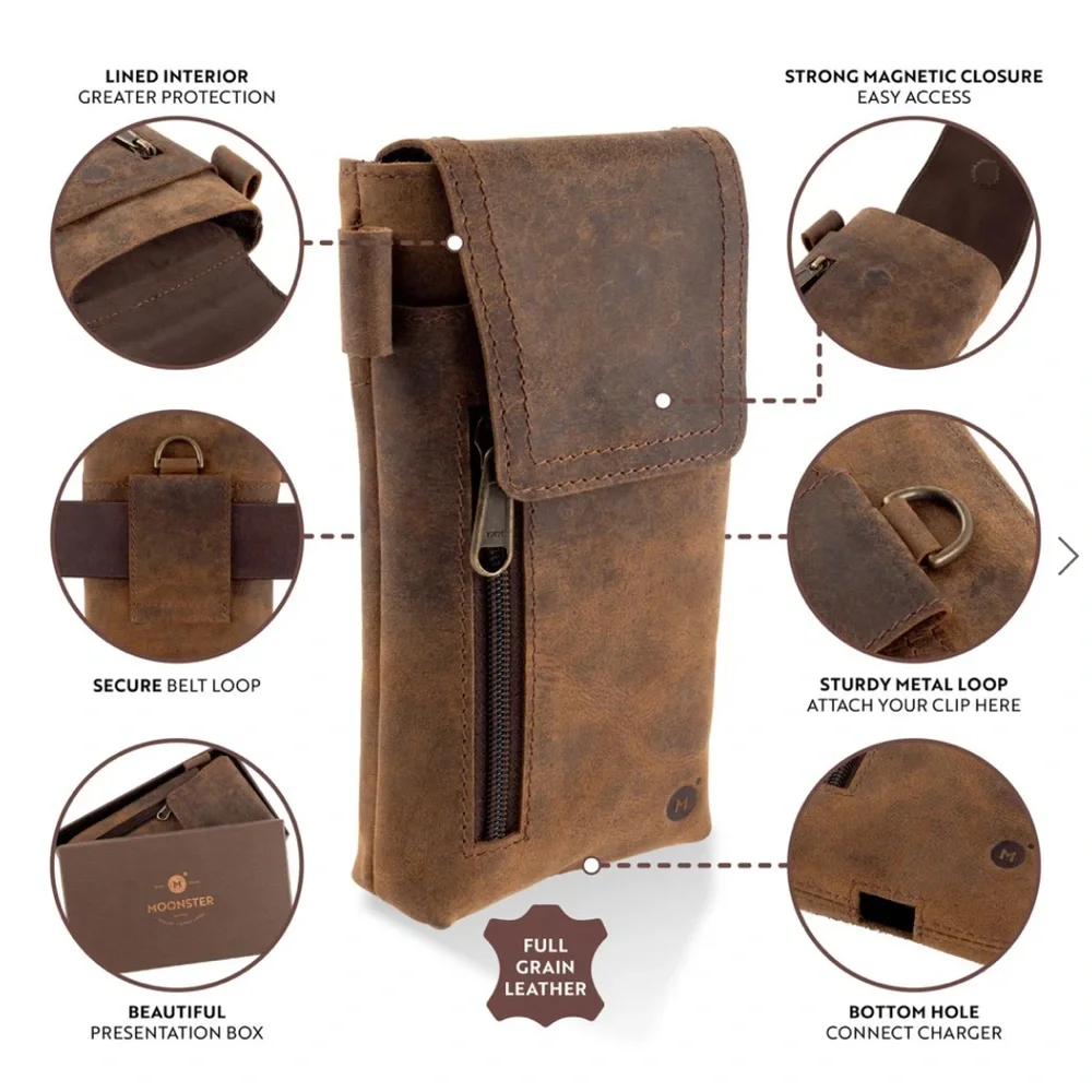 NWB MOONSTER LEATHER PHONE HOLSTER